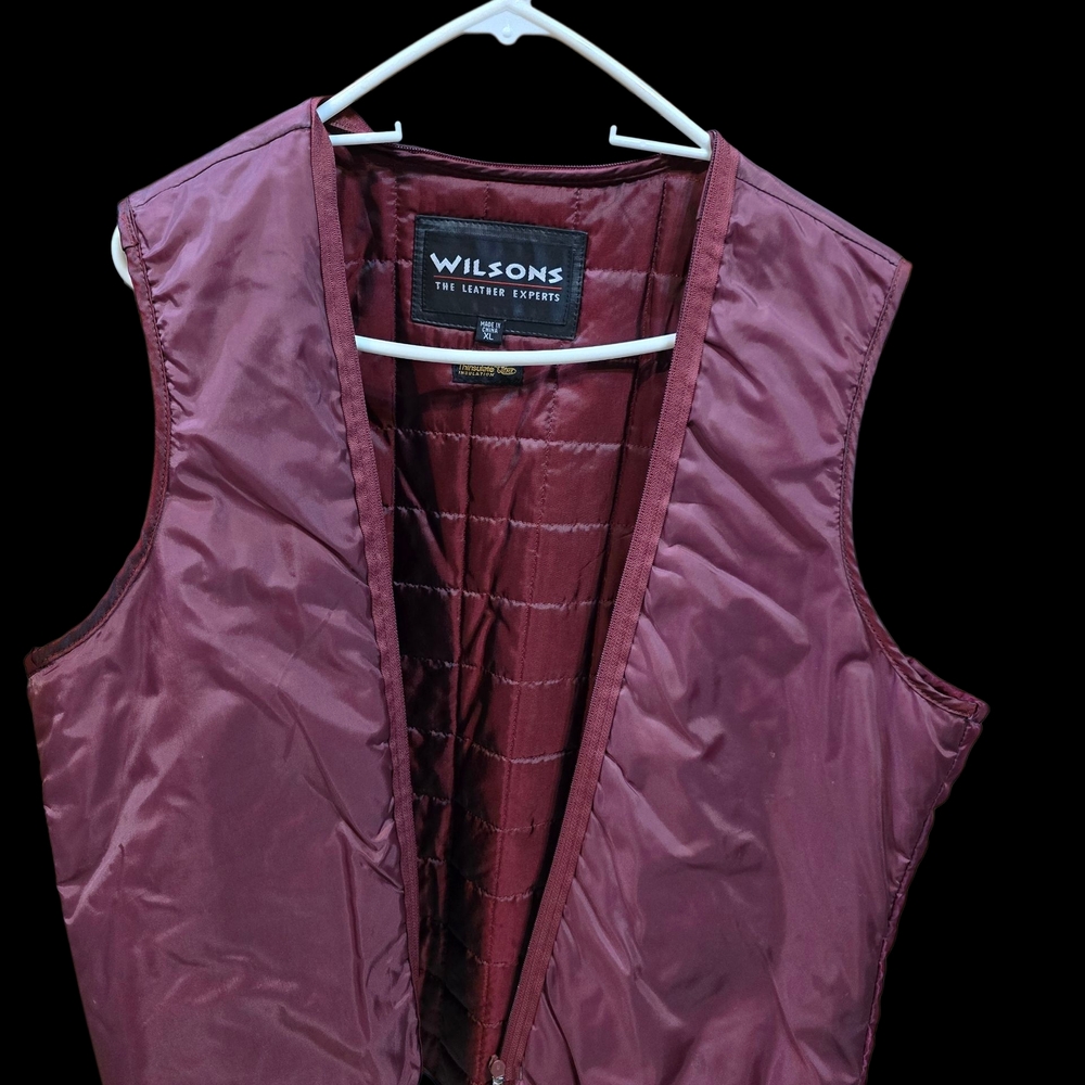 Women's XL Wilsons Leather Burgundy Quilted Thinsulate Vest